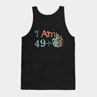 Funny 50Th Birthday Women Girl I Am 49 Plus 1 Middle Finger Tank Top